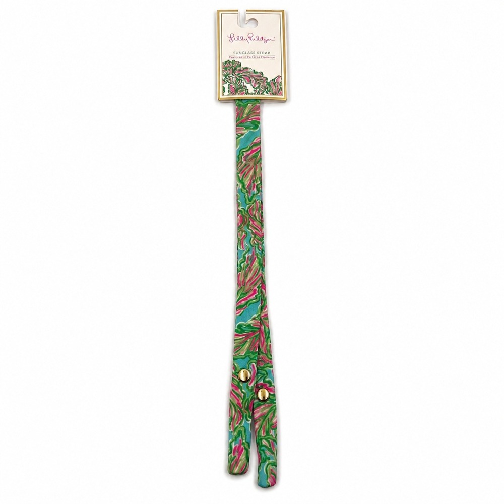 Lilly Pulitzer Sunglass Strap In The Bungalow Floral Print Rayon Gold Accents